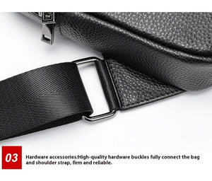 High Texture Casual Genuine Leather Men's Multi-functional Outdoor Crossbody Commuter Chest Bag