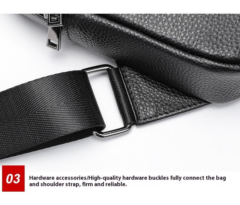 High Texture Casual Genuine Leather Men's Multi-functional Outdoor Crossbody Commuter Chest Bag